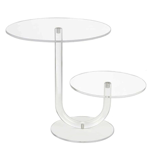 ชั้นวางเค้กอะคริลิคใส 2 ชั้น รูปทรงตัว J สำหรับวางขนมหวานและขนมอบ - Product Image 4