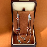 Nouveau bracelet en maille style Xiao Xiang Feng plaqué or 18 carats avec gouttes d'eau brillantes de couleur et pierres précieuses longues en forme d'œil de cheval