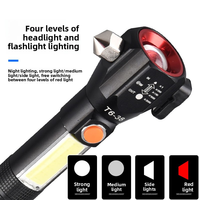 Marteau de sécurité multifonctionnel à LED en alliage d'aluminium ABS pour le sauvetage en cas d'incendie et de travail d'urgence Chargement USB