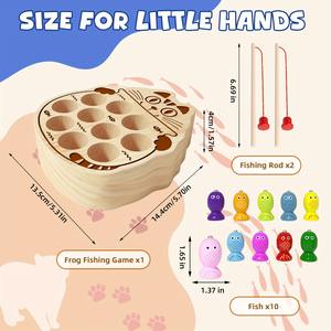 <span class=keywords><strong>Gioco</strong></span> di <span class=keywords><strong>Pesca</strong></span> Magnetico in Legno per Bambini, Pesci Colorati e Vernice Sicura Non Tossica, Giocattolo Educativo per l'Apprendimento Precoce - Product Image 3