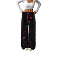 Pantalon droit décontracté en molleton avec cordon de serrage pour femme, collection automne/hiver, style transfrontalier, ODM OEM