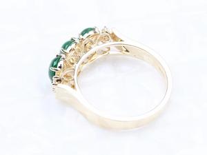 Or jaune 18 carats 23 #   Bague en diamant en forme d'œuf de jade naturel, pierre principale de 2,75 carats, pierres secondaires de 0,108 carats, pour mariages et fiançailles, 4 pièces - Product Image 5