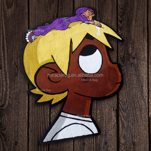 Tapis personnalisé à motif de personnage de dessin animé en cheveux jaunes Tapis d'intérieur personnalisé à cadeau fait main - Product Image 1