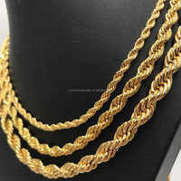 Yumfeel — collier pour hommes et femmes, chaîne de corde torsadée en acier inoxydable, plaqué or, 18K, 4, 6, 8MM, 24 pouces