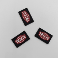 Étiquette PVC noire élégante, design personnalisé, patch 3D plié à coudre pour vêtements, étiquette en plastique pour usage vestimentaire, en rouleau, lavable