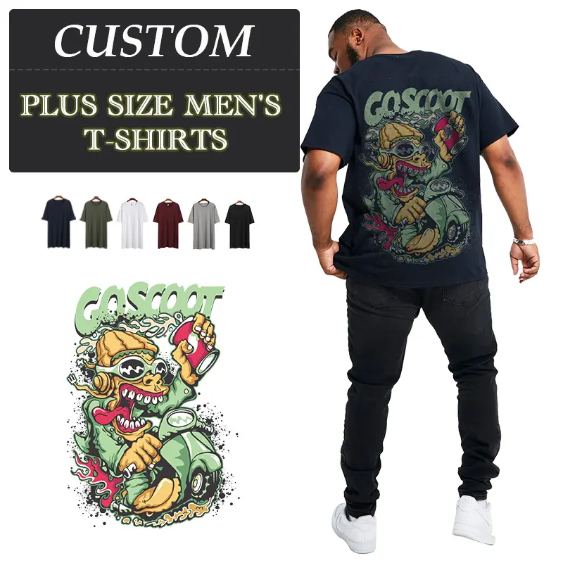Custom OEM 100% Cotton Polyester Novelty Funny Plus Size Graphic Big Tall T Shirt For Big Guys