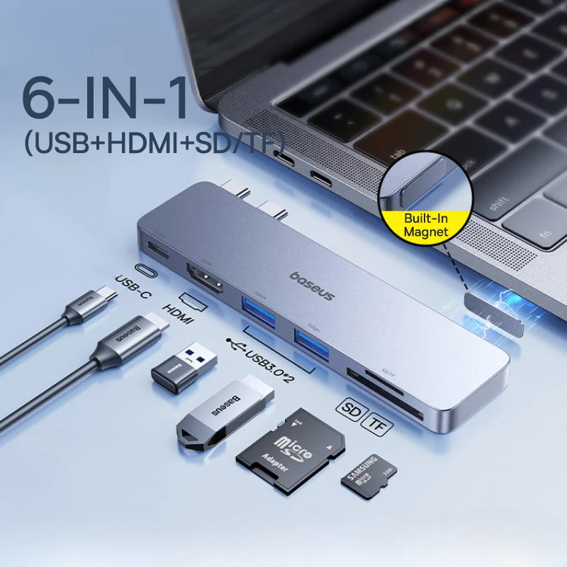 Gris 6 EN 1 USB HDMI SDTF