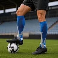 Chaussettes de sport à compression haute élasticité, montantes, séchage rapide, en maille, pour gym, cyclisme, football, avec étiquette personnalisée