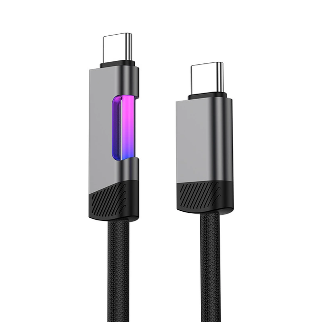New Arrival Rainbow LED Light Braided Nylon Type-C USB Cable Quick Charging Data Sync for Phones Fast Charger Car Adapter