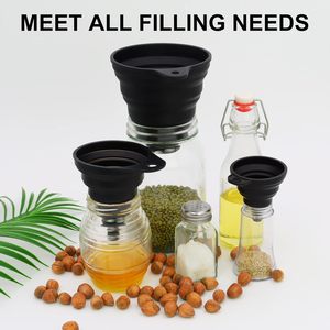 Ensemble d'entonnoirs de cuisine en silicone, accessoires de cuisine, entonnoirs pliables en silicone pour remplir les bouteilles d'eau et les liquides - Product Image 4