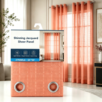 Ensemble de 2 panneaux de rideaux jacquard transparents prêts à poser 54"x84" respirants pour la décoration d'appartements, d'hôtels et de maisons
