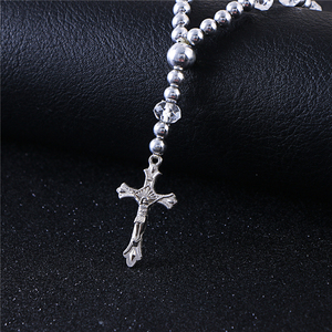 Komi Rosary CCB braccialetto di perline d'<span class=keywords><strong>argento</strong></span> in lega di gesus Cross Fashion gioielli religiosi braccialetto elastico - Product Image 5