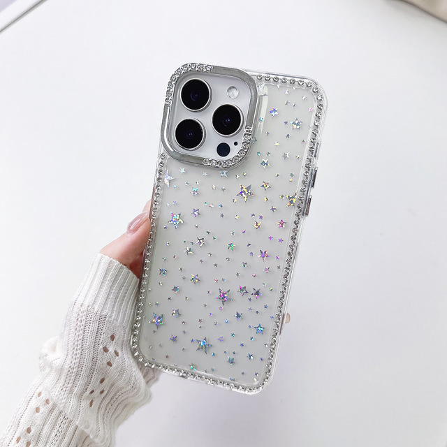 Wholesale Cute Handmade Rhinestone Diamond Star Phone Case for 16 15 14 13 12 11 Pro Max Handcrafted Mobile Phone Cases
