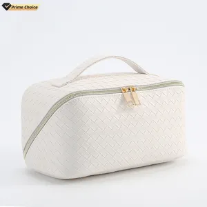 Sac à cosmétiques de voyage de grande capacité, sac de rangement multifonctionnel en cuir PU sacs à cosmétiques sac de maquillage de brosse de soins de la peau