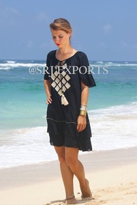 2019 Boho ropa de diseño en línea de moda a granel de fondo para damas ropa Casual bordado de manga de campana, Vestido de playa, - Product Image 2