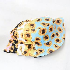 Chapeau Bob Réversible Personnalisé Imprimé Tournesol 5 Panneaux Respirant Anti-UV 100% Coton – Vente en Gros - Product Image 2