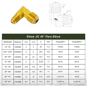 ข้อต่อท่อทองเหลือง YBSC3 ขนาด 5/16'' * 5/16'' แบบข้อศอกตัวผู้ JIC 45 ° ข้อต่อเกลียว Flare Elbow BSPT อุปกรณ์ทางทะเลสำหรับเรือยอชท์ ไต้หวัน - Product Image 4
