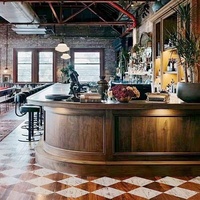 Comptoir de réception incurvé en bois massif de style européen, rétro et nostalgique, pour bar, café, restaurant, salon de thé, magasins de vêtements