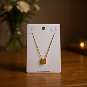 Collier en acier inoxydable avec pendentif lettre M Angelina, plaqué or, classique, unisexe, bijoux de mode, cadeau - Product Image 2