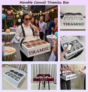 Estación Móvil de Tiramisú LEDA Personalizable en Tamaño y Color, Cajas Metálicas Portátiles para Cannoli con Correas de Transporte y Soporte para Hombro - Product Image 3