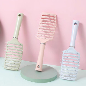 Peine voluminizador de cabello, diseño de plástico grande, ancho y acanalado, para rizar y dar volumen, uso doméstico, rosa nórdico, verde, azul - Product Image 1
