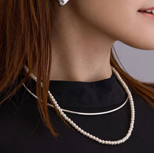 สร้อยคอโลหะและมุกแบบถอดได้ 2-in-1 สร้อยคอแบบสองชั้นสำหรับผู้หญิง - Product Image 4