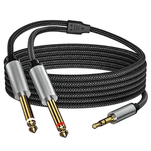 Xput Stereo Jack 3 polos 3,5 MM 1/8 TRS macho enchufe a 2 vías Dual 6,35 MM 1/4 Mono macho enchufe Y-Cable Y Splitter Audio Cable