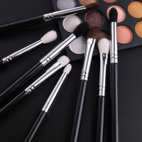 IPRESTA – Ensemble de 8 pinceaux à poils naturels avec manche en bois et cuivre, pour les yeux et les sourcils, pointes ultra-fines, professionnel, pour le maquillage et le correcteur