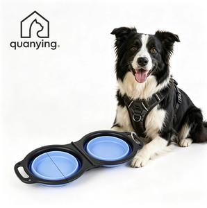 Tigela Dobrável Antivazamento para Alimentos e Água Quanying, Portátil em Silicone para Cães e Gatos - Product Image 1
