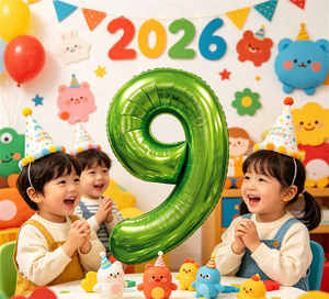 Party Love Balloon Numero Verde N9 100 Cm 12 Pcs Bag ensuring durability and long-lasting shape - Product Image 5