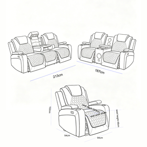 Canapé de <span class=keywords><strong>cinéma</strong></span> électrique en cuir véritable noir de luxe, meubles de salon, fauteuils inclinables pour home <span class=keywords><strong>cinéma</strong></span> avec haut-parleurs - Product Image 6