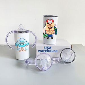 Gobelet isotherme blanc vierge en acier inoxydable anti-déversement pour sublimation, avec paille DIY, pour enfants et bébés, 12 oz - Product Image 1