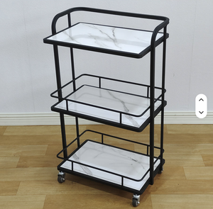 Luxury Golden Frame Small <b>Tool</b> Car Modern Portable Beauty Salon Furniture 3 Tier Removable Salon Trolley with Wheels - Product Image 4