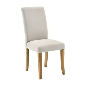 Modern Design Tufted Dine Chair Fabric High Back Beige Upholstered Dining Chair With Adjustable Anti-Slip Foot Pads