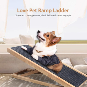 2024 Op Maat Gemaakte Duurzame Huisdier Ladder Ramp Trap Houten Hout Hond Hellingen Verstelbare Hoge Treden Voor Bedden Met Tapijt - Product Image 4