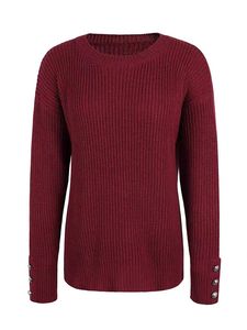 Atasan Rajut Wanita Kerah O S-5XL, Kancing <span class=keywords><strong>Boho</strong></span> Ukuran Besar, Kasual Lengan Panjang, Sweater Polos Wanita, Rajutan - Product Image 3