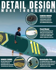 Planche de paddle gonflable <span class=keywords><strong>Yaska</strong></span> 11' x 35' en PVC avec pack d'accessoires, aileron unique, sac à dos, pompe et pagaie réglable pour lacs et rivières - Product Image 3