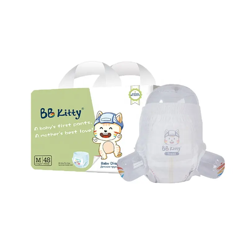 BB Kitty Disposable Baby Pants Diapers Ultra Thin Organic Cotton Waterproof Soft Baby Diapers Wholesale