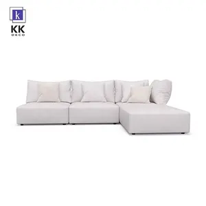 Luxury Hotel sofa set indoor Furniture Fabric corner sectional L shape living room sofas with Chaise