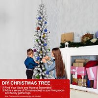 Sapin de Noël mince effet neige 1,2-2,1 m, pointes en PVC réalistes, base autoportante, haute qualité, écologique, ignifuge, pour intérieur