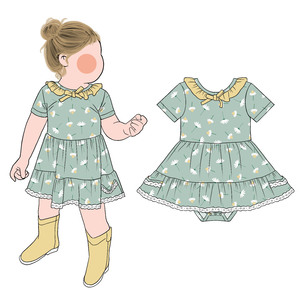 Little Glow Kid New Custom Girls Ruffle Collar Twirl Skirted Romper Snap Buttons Bubble Romper Jumpsuit Piyama Nyaman - Product Image 3