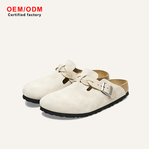 Mules de luxe antidérapantes à semelle en bois, unisexe, en cuir nubuck de vache et daim doux, sabots sans talon, confortables, légers et décontractés - Product Image 1