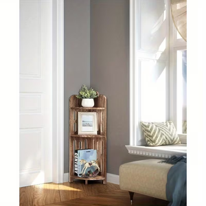 Estante Esquinero de Madera para Baño, de 3 Niveles, Estante de Exhibición de Madera Maciza para Espacios Estrechos, Estante Esquinero de Madera para Ducha, Soporte para Plantas, Mesita de Noche - Product Image 6