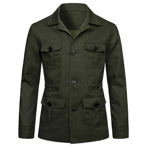 Nuova <span class=keywords><strong>Giacca</strong></span> Cargo Multitasche con Risvolto da <span class=keywords><strong>Uomo</strong></span>, Cappotto Casual in <span class=keywords><strong>Lino</strong></span> - Sehe Fashionbisou - Product Image 3
