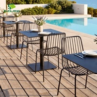 Chaise de salle à manger en acier moderne SUNLAND, résistante aux intempéries, en fil de fer, facile à nettoyer, idéale pour les cafés et restaurants en plein air