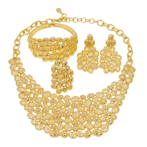 Yulaili set di gioielli in stile oro italiano di <span class=keywords><strong>alta</strong></span> qualità 4 pezzi di donne africane per festa di nozze accessori - Product Image 5