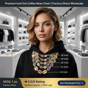 Benzersiz Tasarım Renkli Zirkon Kahve Çekirdeği Bağlantılı Zincir Buzlu 5A CZ Pirinç Domuz Burnu Kolye Hip Hop Takı Kadınlar ve Erkekler için - Product Image 2
