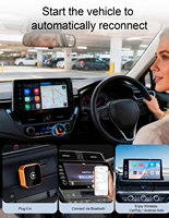 Adaptador Inalámbrico CarPlay y Android Auto, Conexión Rápida y Estable, Mini, Delgado, USB, para Mercedes Benz, Audi, Toyota, etc.