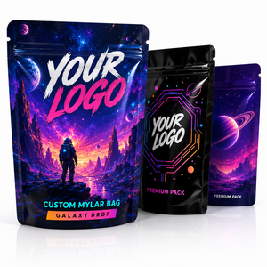 <span class=keywords><strong>Galaxy</strong></span> Explorer 3.5g – Lot de trois sachets Mylar personnalisés avec motifs spatiaux, emballage brillant refermable à fermeture éclair - Product Image 1