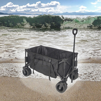 Chariot de plage pliable robuste en acier inoxydable à quatre roues pour le sable, plateforme confortable pour le camping et le golf